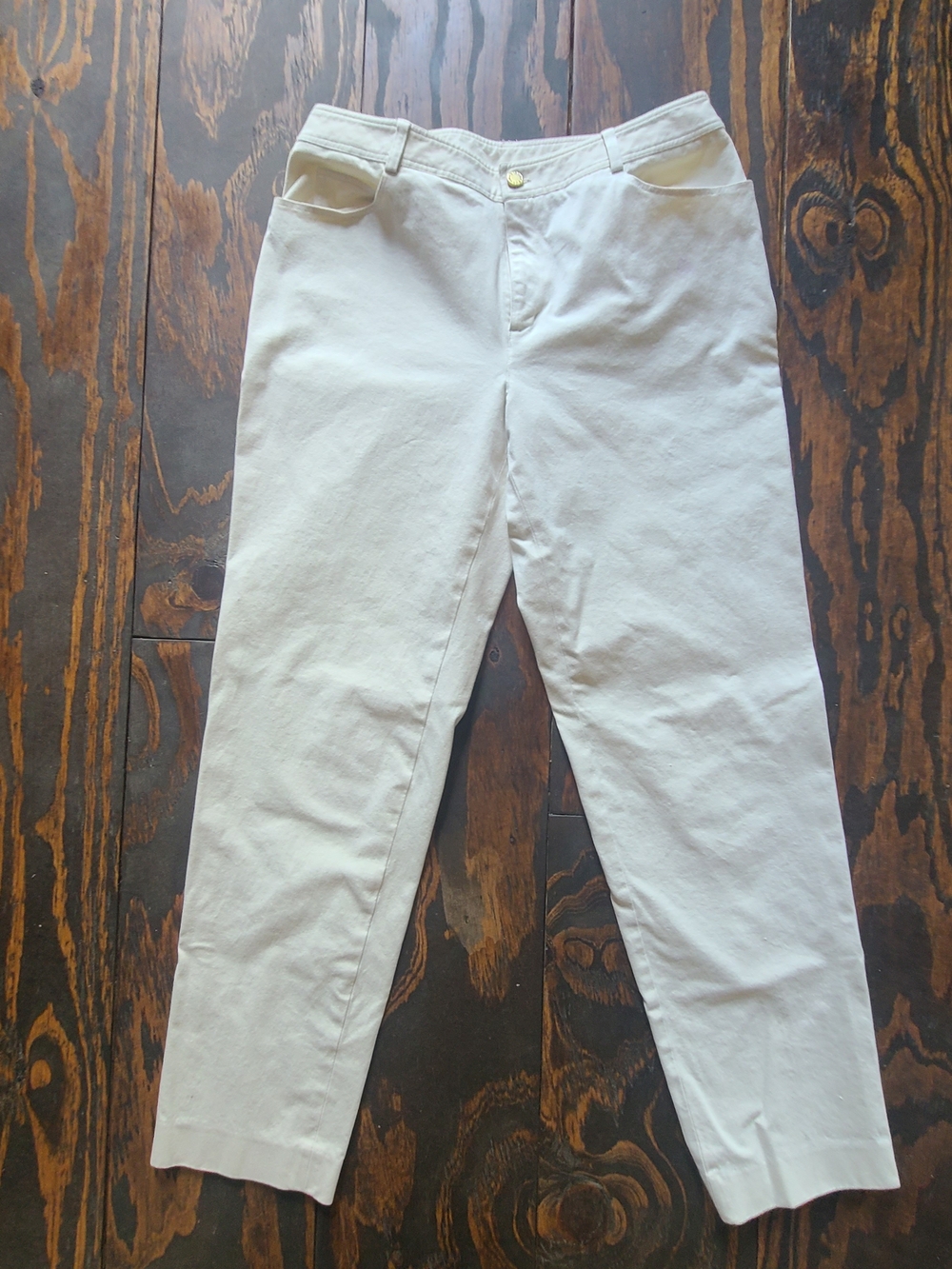 Vintage Dana Buchman Womens Cream Off White Stretch Jean Trousers